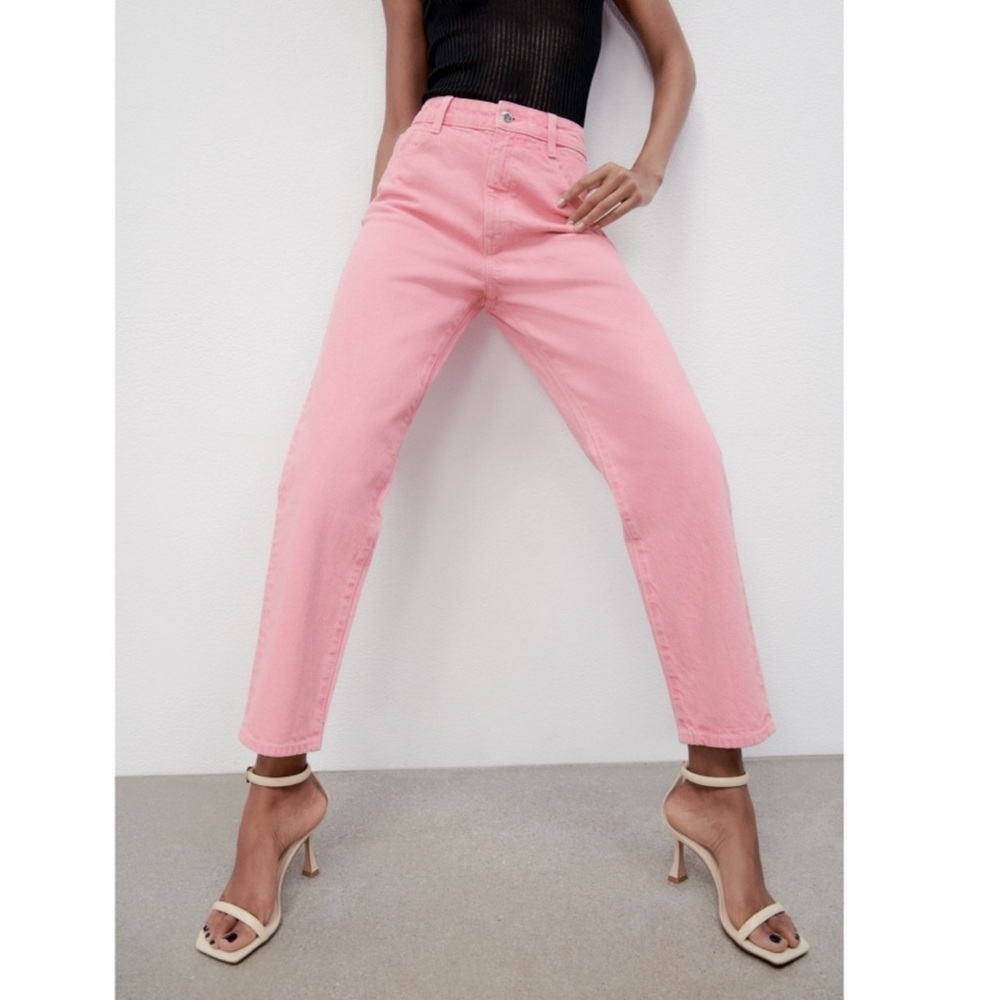 Zara Pink Straight Leg/boyfriend Jeans